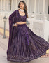 Designer Function Wear Heavy Lehenga Choli Collection Purple Faux Blooming Lehenga Choli Close-up View