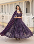 Designer Function Wear Heavy Lehenga Choli Collection Purple Faux Blooming Lehenga Choli Front View