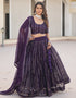 Designer Function Wear Heavy Lehenga Choli Collection Purple Faux Blooming Lehenga Choli Front View