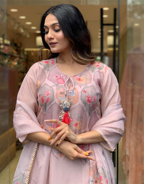 Traditional Function Wear Readymade Suit Collection Mauve Premium Organza Pant Straight Side View