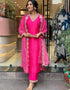 Traditional Function Wear Readymade Suit Collection Pink Viscose Pant Straight Front View