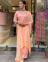 Traditional Function Wear Readymade Suit Collection Peach Pink Premium Organza Pant Straight Close-up View