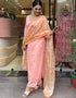 Traditional Function Wear Readymade Suit Collection Peach Pink Premium Organza Pant Straight Back View