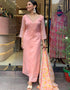 Traditional Function Wear Readymade Suit Collection Peach Pink Premium Organza Pant Straight Side View