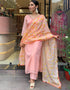 Traditional Function Wear Readymade Suit Collection Peach Pink Premium Organza Pant Straight Front View