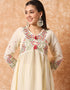 Traditional Function Wear Readymade Suit Collection Cream Viscose Pant Straight Side View