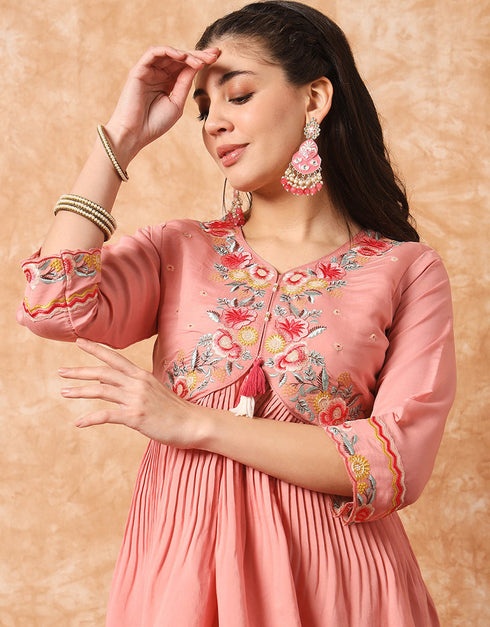 Traditional Function Wear Readymade Suit Collection Pink Viscose Pant Straight Side View