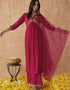 Traditional Function Wear Readymade Suit Collection Pink Vichitra Silk Pant Straight Front View