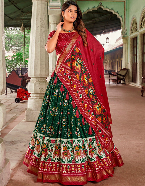Designer Function Wear Heavy Lehenga Choli Collection Maroon Tussar Silk Lehenga Choli Front View