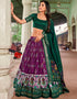 Designer Function Wear Heavy Lehenga Choli Collection Green Tussar Silk Lehenga Choli Front View
