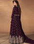 Traditional Function Wear Readymade Suit Collection Wine Real Georgette Pant Anarkali Close-up View