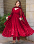 glamorous maroon fox georgette traditional function wear readymade anarkali suit collection with maroon fox georgette 37.8285714285714 Front View