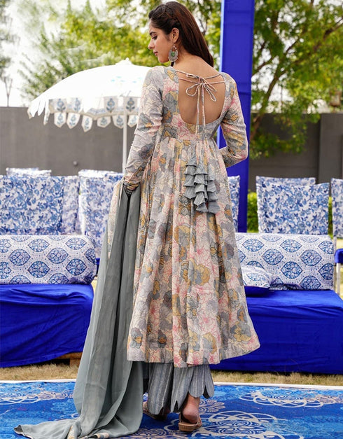 trendy multi heavy muslin traditional function wear readymade suit collection with grey heavy muslin 32.3405714285714 Back View