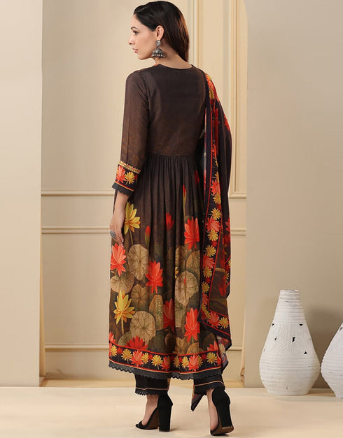 sleek multi heavy muslin traditional function wear readymade suit collection with black reyon cotton 32.3405714285714 Side View
