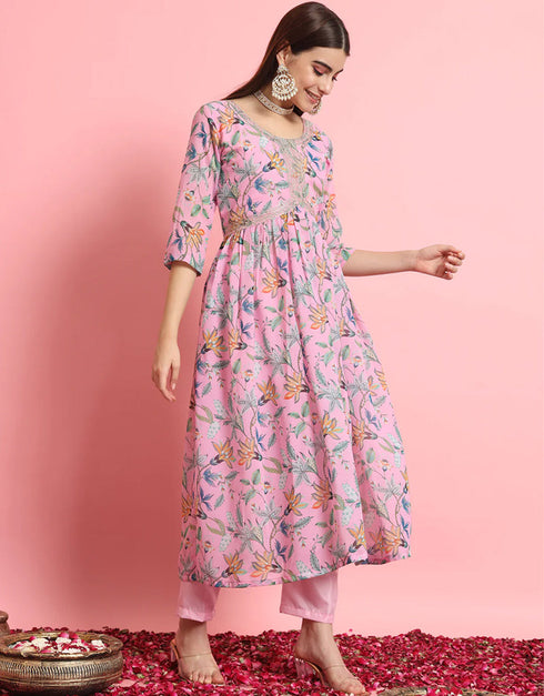 sophisticated pink georgette traditional function wear readymade suit collection with pink pure viscose 31.7325714285714 Back View