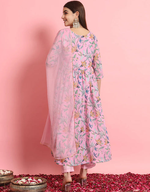 sophisticated pink georgette traditional function wear readymade suit collection with pink pure viscose 31.7325714285714 Side View