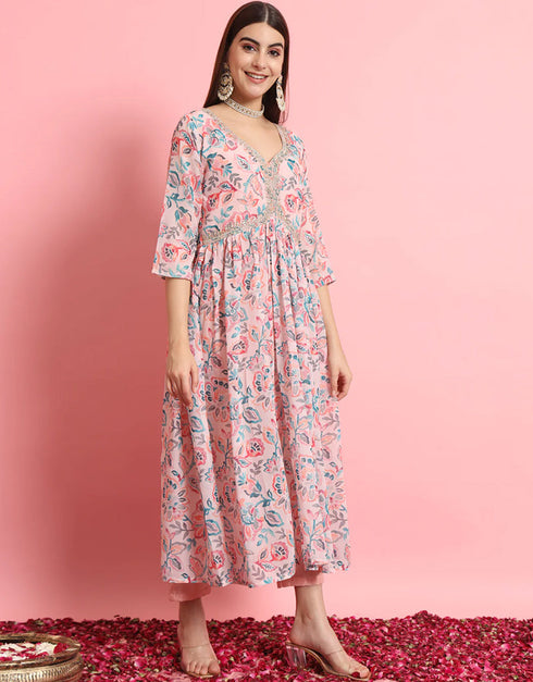 contemporary peach georgette traditional function wear readymade suit collection with peach pure viscose 31.7325714285714 Back View