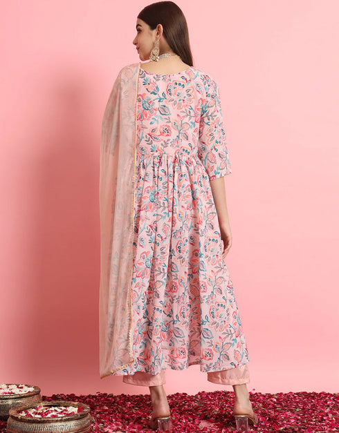 contemporary peach georgette traditional function wear readymade suit collection with peach pure viscose 31.7325714285714 Side View