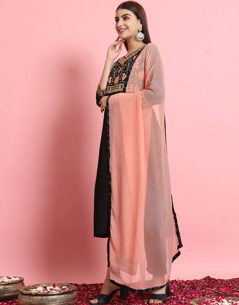 classy black pure viscose rayon traditional function wear readymade suit collection with black viscose rayon 30.6125714285714 Back View