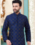 Blue Kurta Dupion Silk With Embroidery Work Payjama Closure View