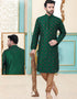 Green Kurta Dupion Silk With Embroidery Work Payjama