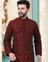 Red Kurta Dupion Silk With Embroidery Work Payjama Closure View