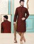 Red Kurta Dupion Silk With Embroidery Work Payjama