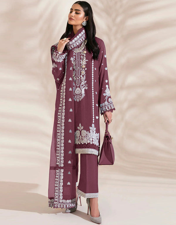 designer party wear pakistani suit collection in brick red georgette with straight and pant rt8760-184052 Front View