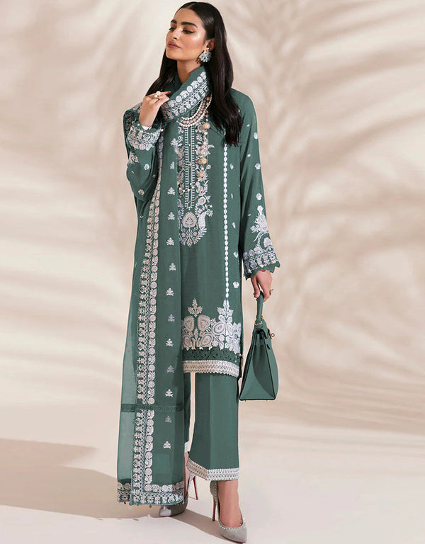 designer party wear pakistani suit collection in green georgette with straight and pant rt8760-184053 Front View