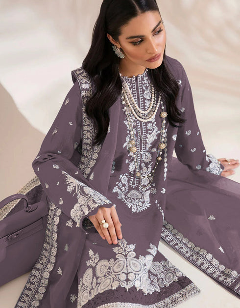 designer party wear pakistani suit collection in purple georgette with straight and pant rt8760-184054 Close-up View