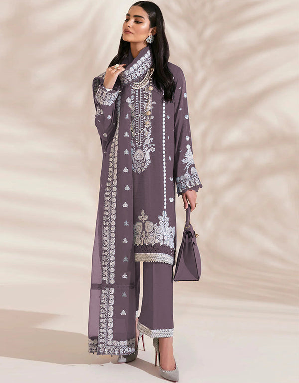 designer party wear pakistani suit collection in purple georgette with straight and pant rt8760-184054 Front View