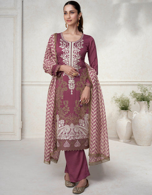 trendy mauve premium silk traditional function wear readymade salwar suit collection with mauve premium silk 41.7485714285714 Close-up View