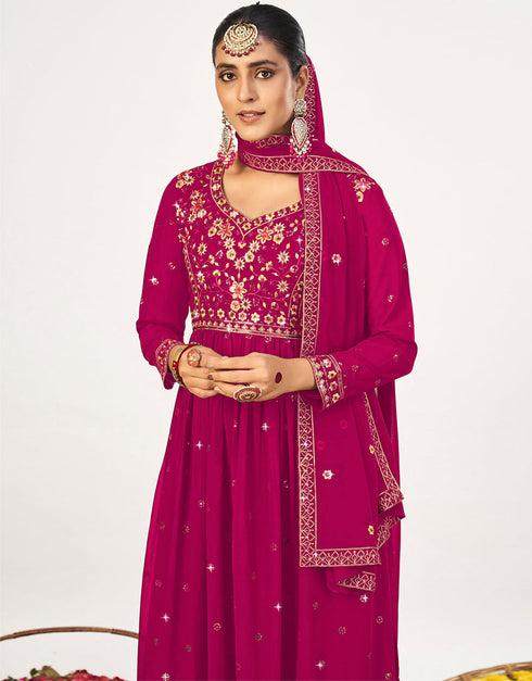 fashionable rani pink georgette traditional function wear salwar suit collection with rani pink georgette rt8764-184064 Close-up View