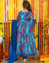 fashionable navy blue chiffon traditional function wear readymade anarkali suit collection with navy blue micro crep 31.4285714285714 Back View