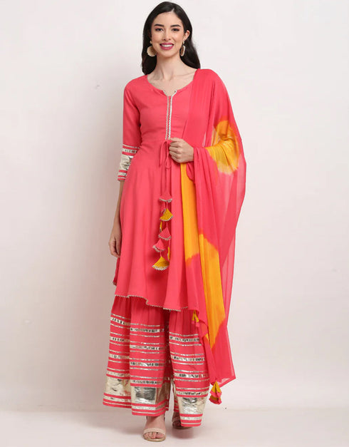 modern pink pure cambric cotton traditional function wear readymade salwar suit collection with pink pure cotton 29.1245714285714 Back View
