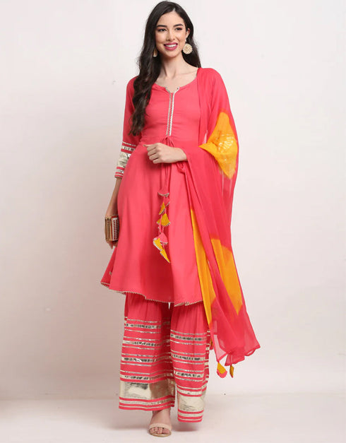 modern pink pure cambric cotton traditional function wear readymade salwar suit collection with pink pure cotton 29.1245714285714 Front View