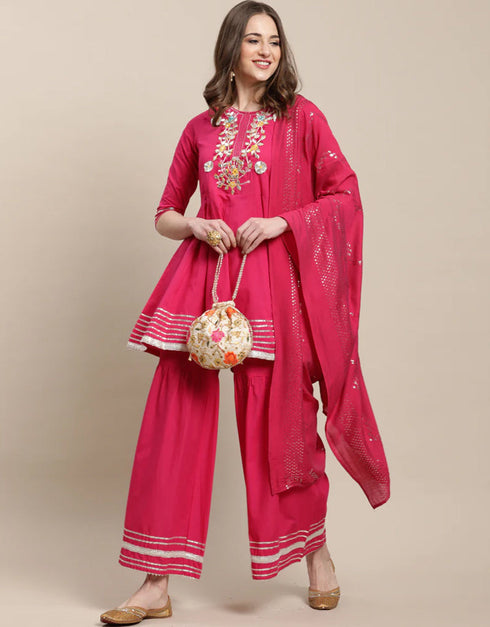 sophisticated magenta pure cambric cotton traditional function wear readymade salwar suit collection with magenta pure cotton 34.9325714285714 Close-up View