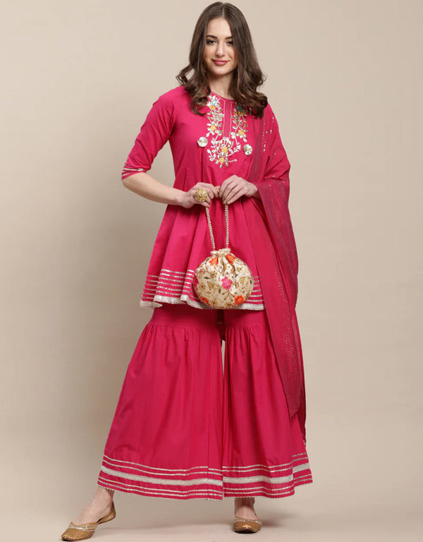 sophisticated magenta pure cambric cotton traditional function wear readymade salwar suit collection with magenta pure cotton 34.9325714285714 Front View