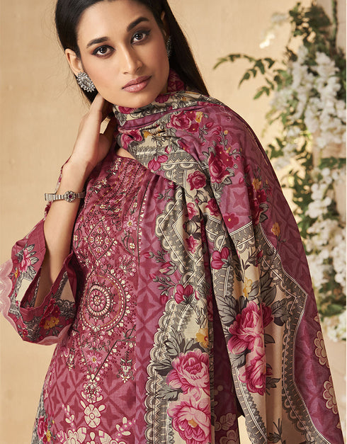 classy mauve pure cambric cotton traditional function wear readymade suit collection with mauve cotton solid rt8785-184151 Close-up View