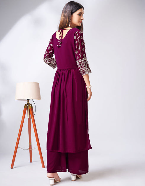 trendy pink georgette traditional function wear readymade suit collection with pink georgette rt8787-184159 Back View