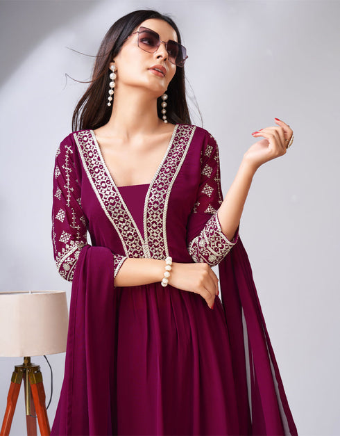 trendy pink georgette traditional function wear readymade suit collection with pink georgette rt8787-184159 Side View