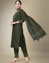 sleek dark green cotton blend traditional function wear readymade suit collection with dark green cotton blend rt8790-184172 Close-up View