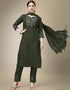 sleek dark green cotton blend traditional function wear readymade suit collection with dark green cotton blend rt8790-184172 Front View