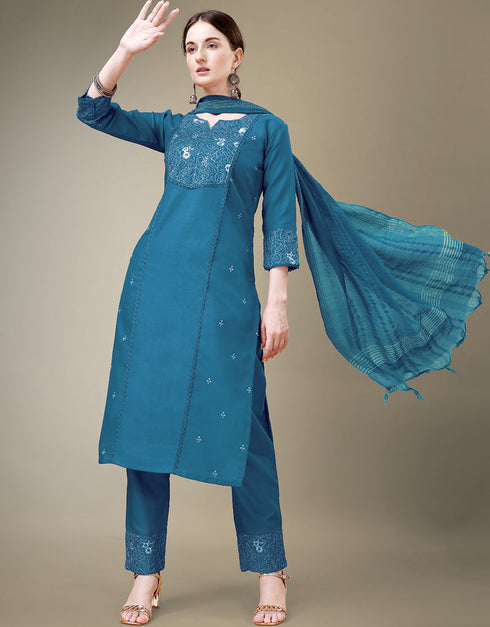 sophisticated morpich cotton blend traditional function wear readymade suit collection with morpich cotton blend rt8790-184174 Front View