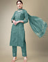 chic teal cotton blend traditional function wear readymade suit collection with teal cotton blend rt8790-184179 Front View