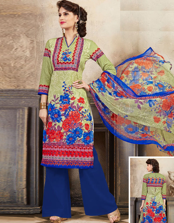 Green Pure Cotton Suit Palazzo