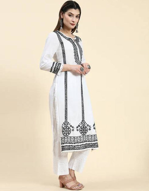 fashionable white heavy faux georgette traditional function wear readymade suit collection with white heavy micro cotton rt8795-184204 Close-up View