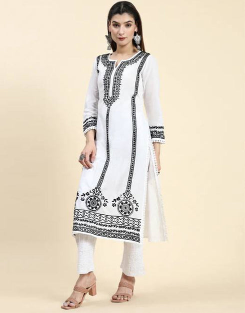 fashionable white heavy faux georgette traditional function wear readymade suit collection with white heavy micro cotton rt8795-184204 Front View