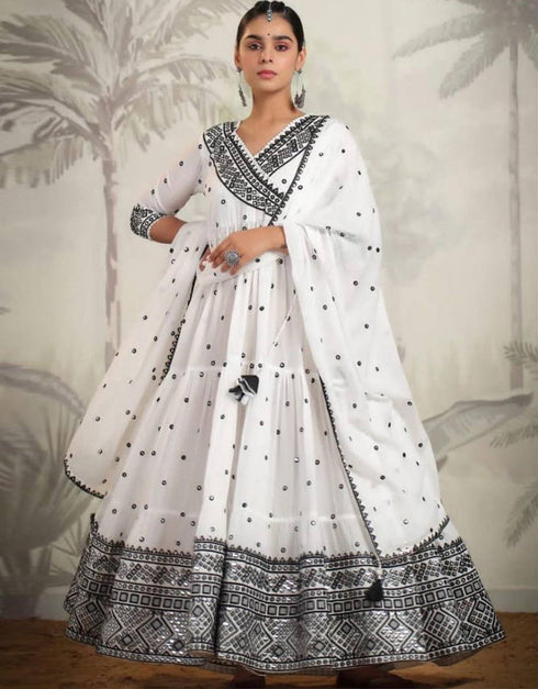 chic white heavy faux georgette traditional function wear readymade suit collection with white heavy micro cotton rt8796-184206 Front View
