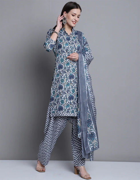 chic grey cotton blend traditional function wear readymade suit collection with grey cotton blend rt8797-184207 Close-up View